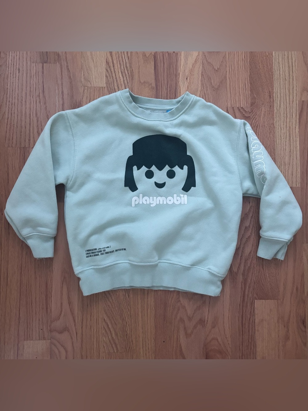 Zara x Playmobil Kids Graphic Sweatshirt | Light Green | Size 6-7